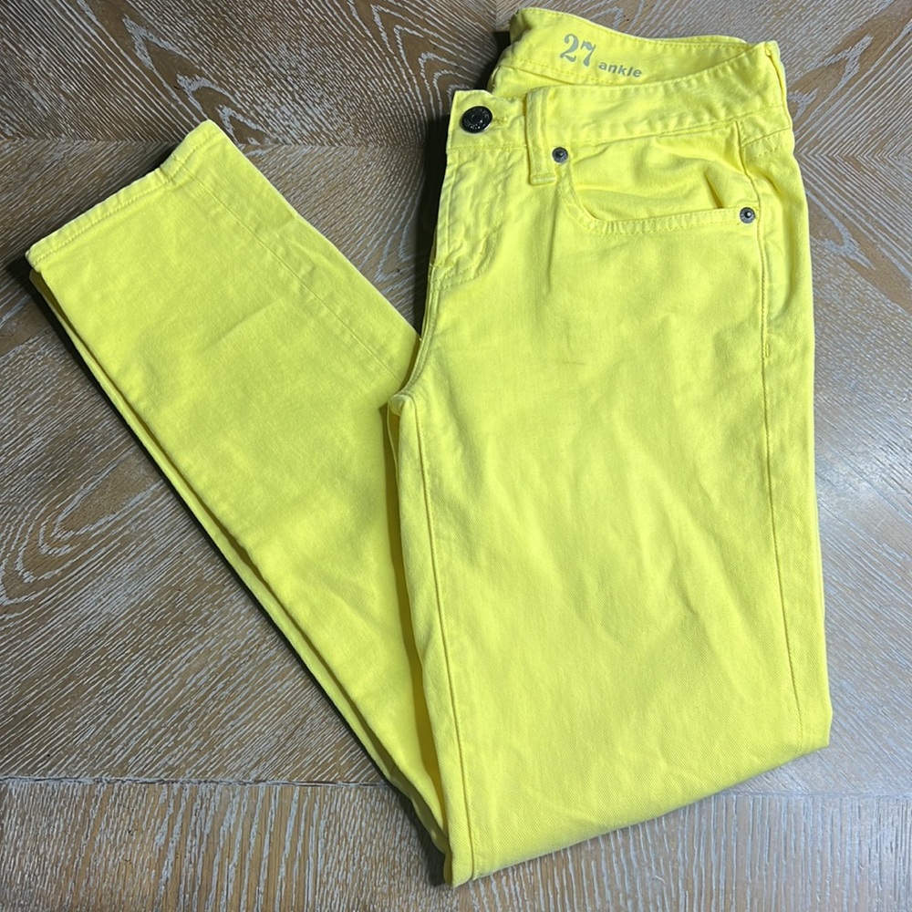 J. CREW Toothpick Bright Yellow Ankle Jeans 27